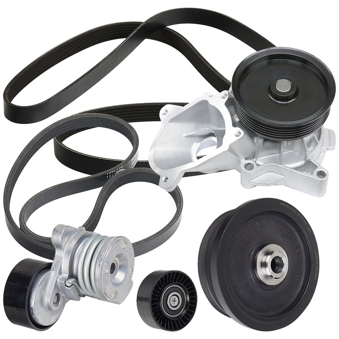 RIDEX with water pump, Check alternator freewheel clutch & replace if necessary Water Pump + V-Ribbed Belt Kit 4172P0089 buy
