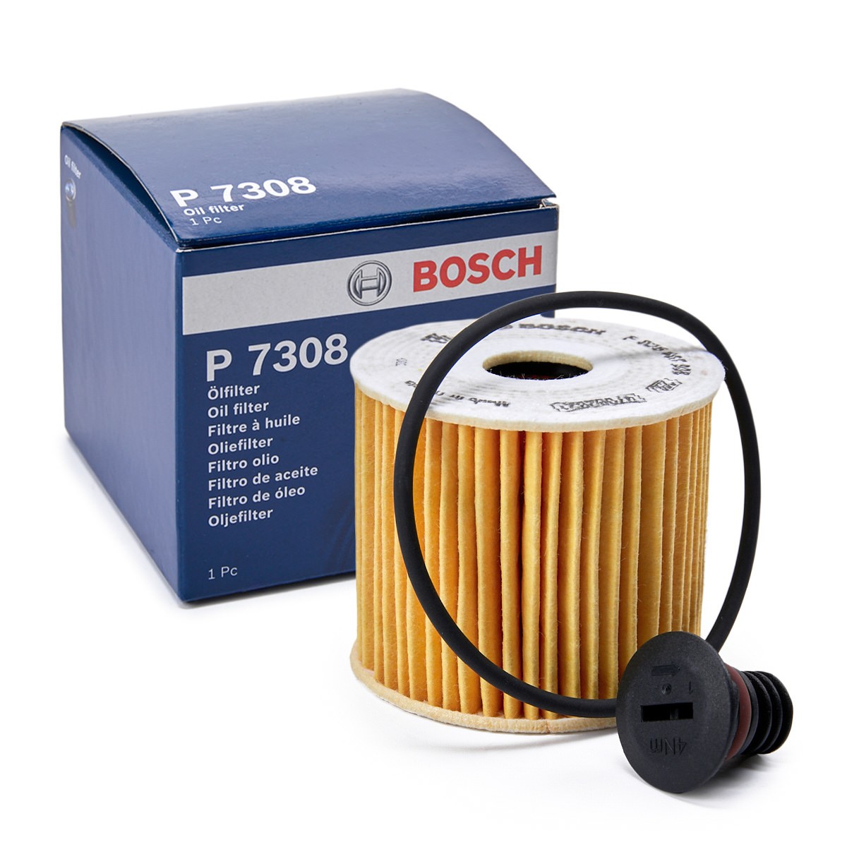 F026407308 Oil filter P 7308 BOSCH with gaskets/seals, Filter Insert