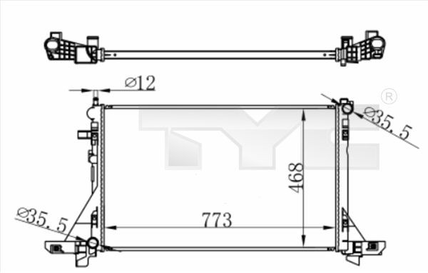 TYC 773 x 468 x 22 mm, Brazed cooling fins Radiator 728-0064 buy