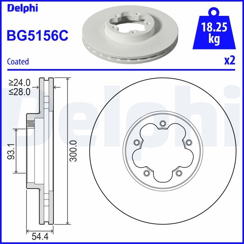 DELPHI BG5156C Brake disc 2 256 891