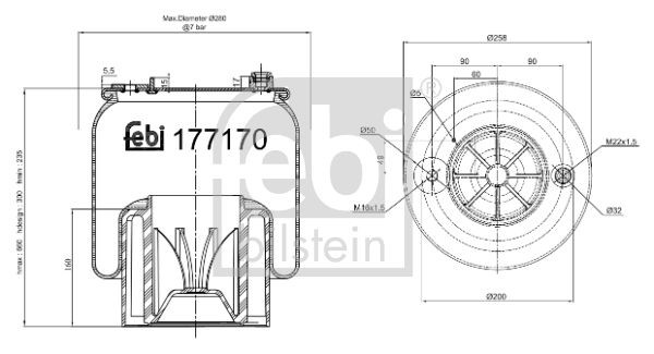 FEBI BILSTEIN Rear Axle Boot, air suspension 177170 buy