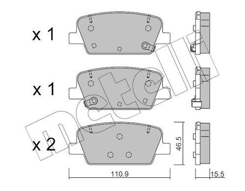 22-1283-0 METELLI Brake pad set HYUNDAI with acoustic wear warning