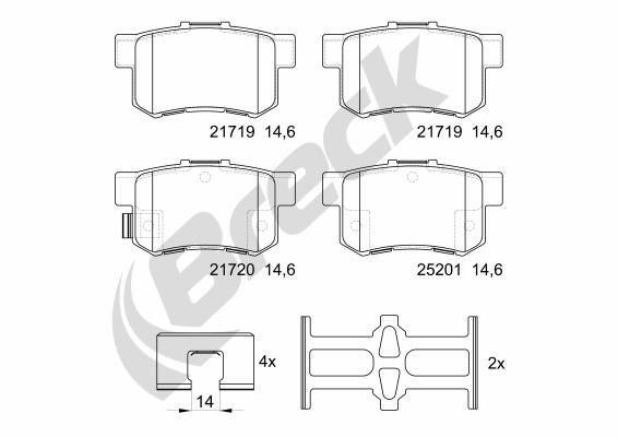 21720 00 704 00 BRECK Brake pad set HONDA with acoustic wear warning, with accessories