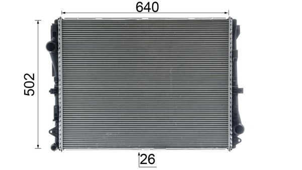 CR2604000P Radiator LH643 MAHLE ORIGINAL Aluminium, 640 x 502 x 26 mm, Brazed cooling fins
