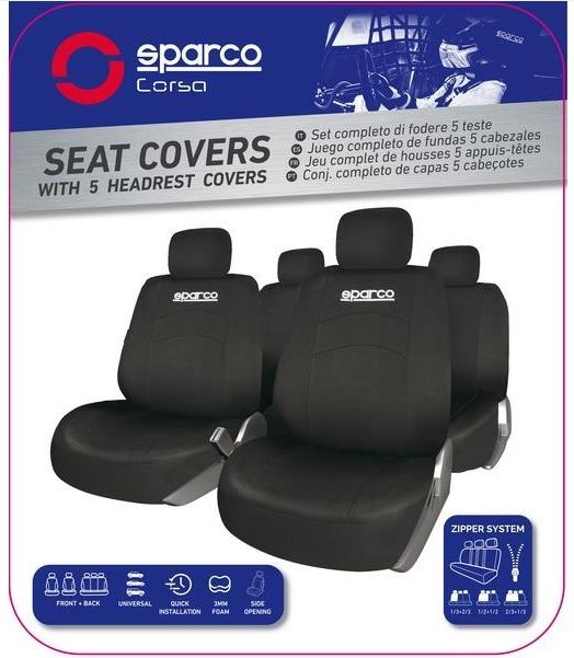 SPCS441BL SPARCO CORSA Fundas asientos negro, Azul, Poliéster, delante y  detrás ▷ AUTODOC precio y opinión