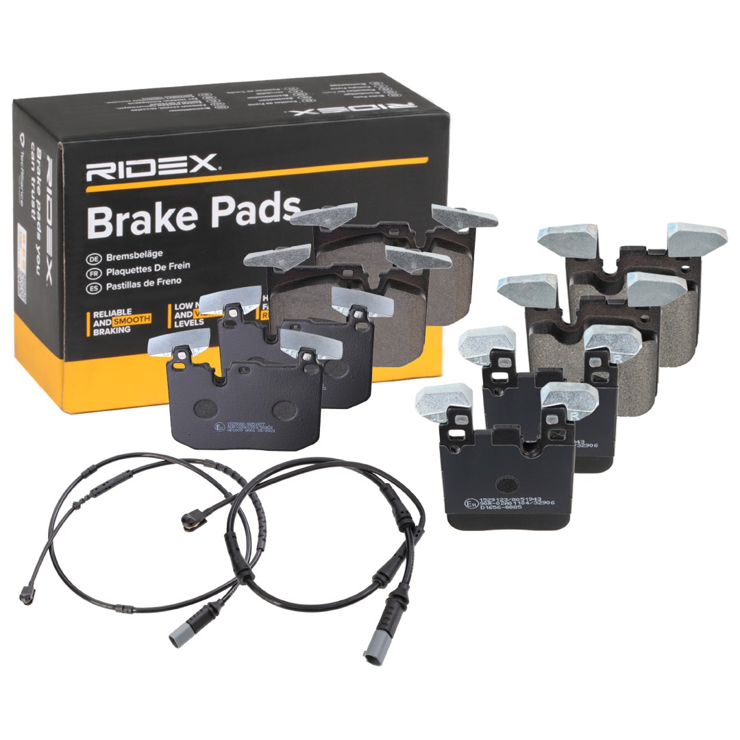 RIDEX Front Axle, Rear Axle, incl. wear warning contact, with counterweights Height: 91,2, 88,4mm, Width: 114,8, 71,8mm, Thickness: 17,7, 17mm Brake pads 402B1769 buy