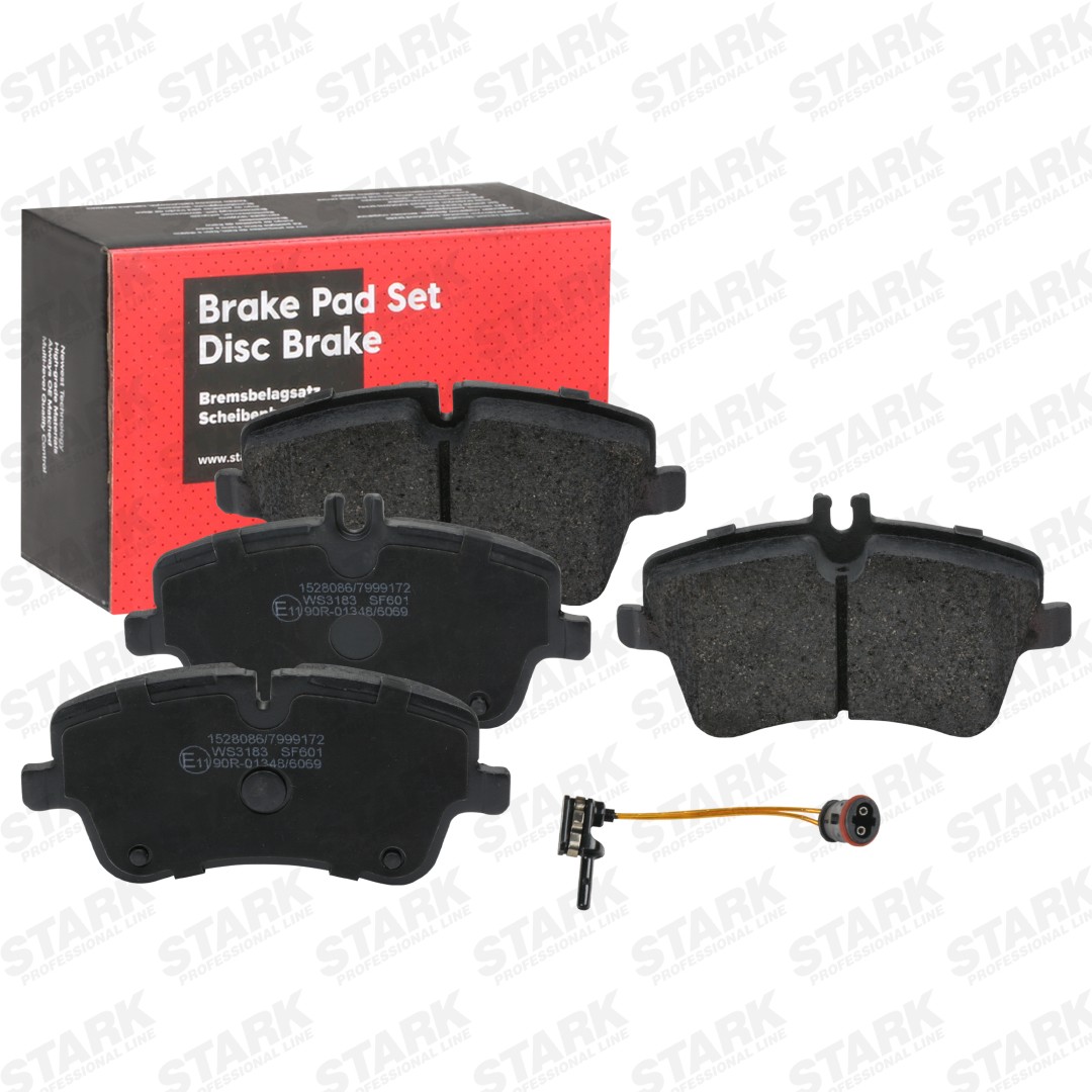 STARK Front Axle, incl. wear warning contact, with anti-squeak plate Height 1: 69,8mm, Height 2: 62mm, Width: 131,1mm, Thickness: 19,8mm Brake pads SKBP-0012429 buy