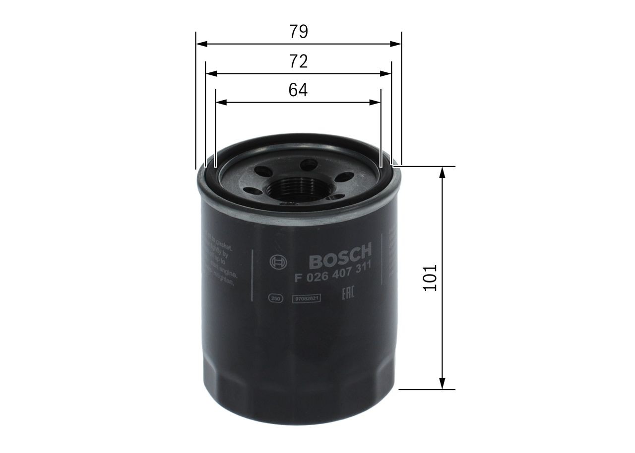 BOSCH Oil filter F 026 407 311 for ISUZU D-MAX