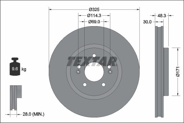 Hyundai SANTA FE Brake disc set 18105253 TEXTAR 92337103 online buy