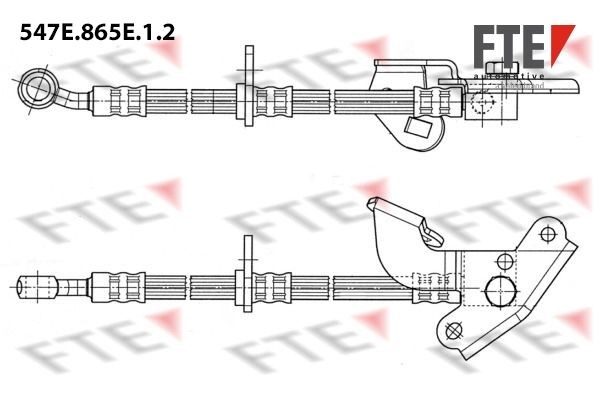 FTE 547E.865E.1.2 Brake hose 547 mm, M10x1, 10 mm