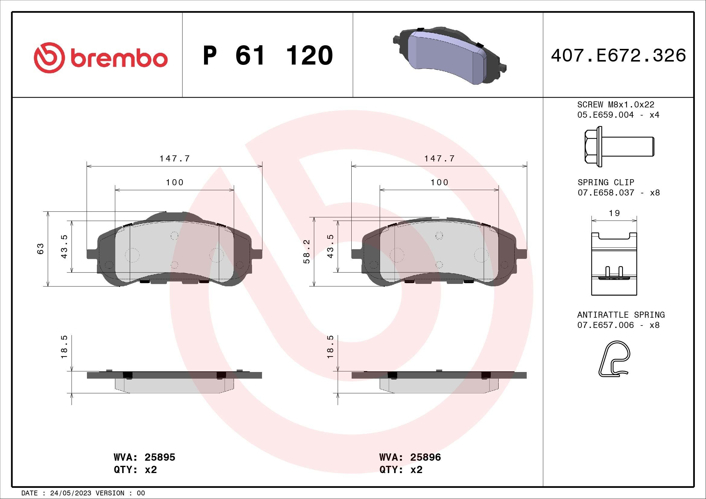 Opel COMBO Disk brake pads 18109749 BREMBO P 61 120X online buy