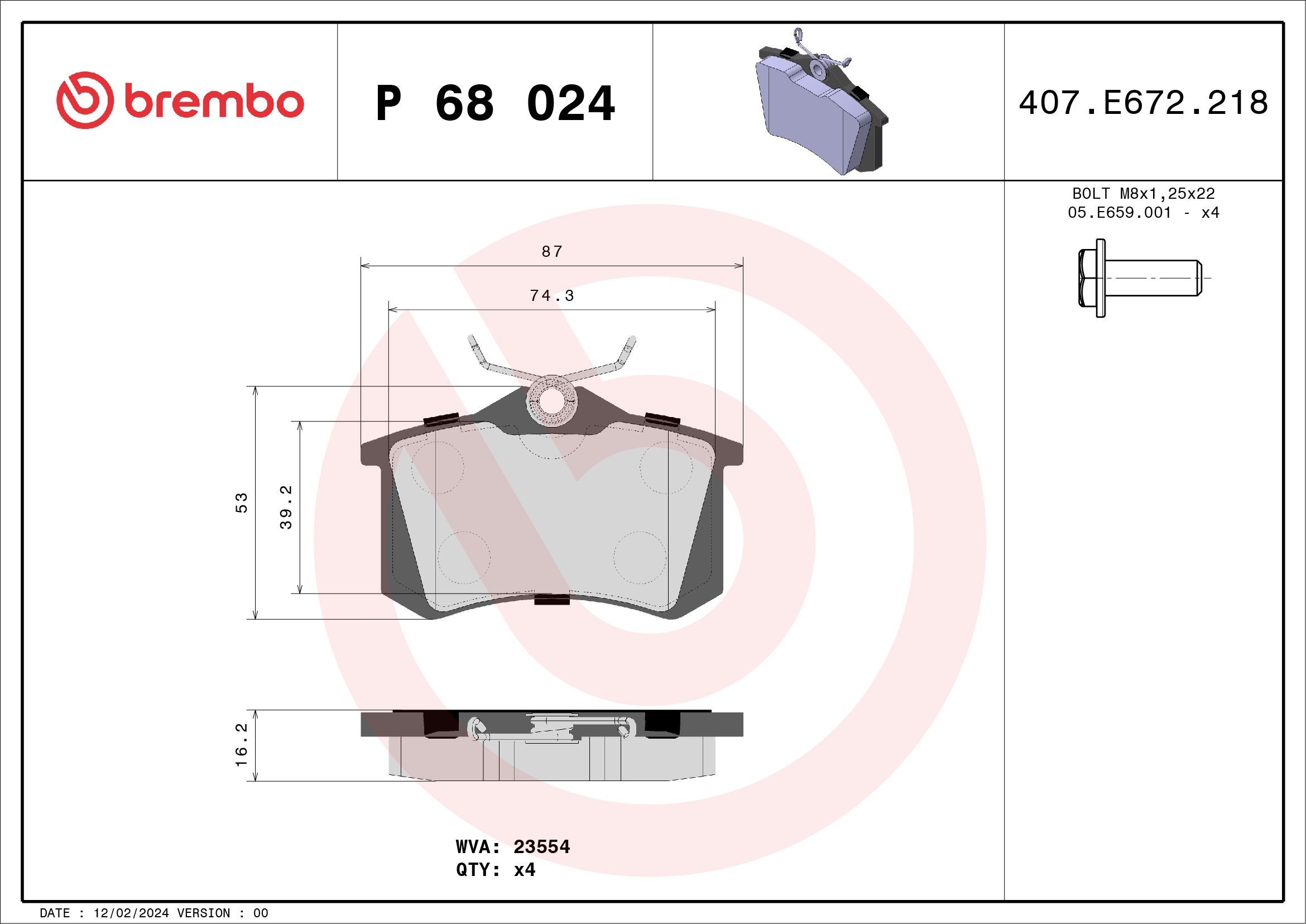 Renault WIND Brake pad set BREMBO P 68 024X cheap