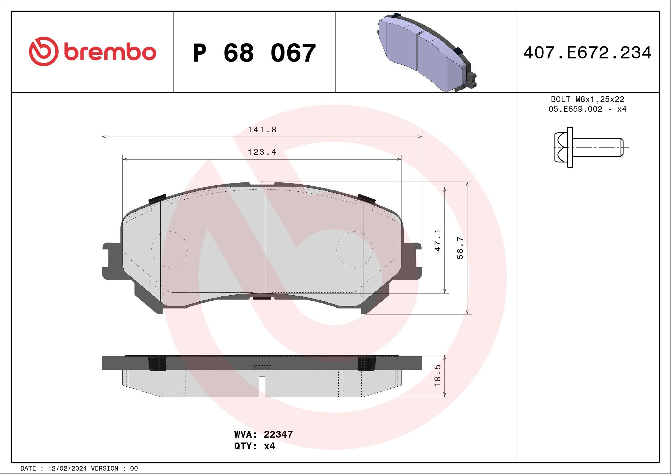 BREMBO P68067X Brake pad set 77 11 946 205