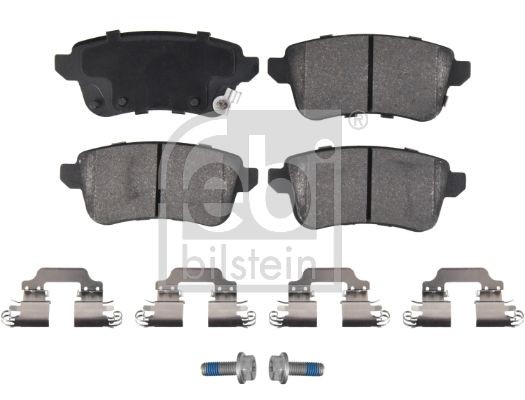 22104 FEBI BILSTEIN Rear Axle, with acoustic wear warning, with anti-squeak plate, with brake caliper screws, with fastening material Width: 45,8mm, Thickness 1: 15,5mm Brake pads 177631 buy