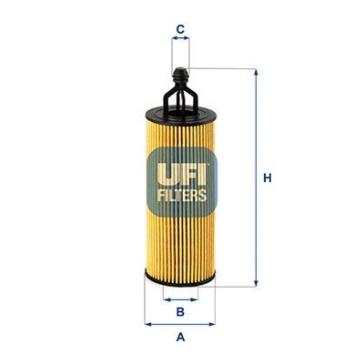 UFI Filter Insert Inner Diameter 2: 26,5, 12,3mm, Ø: 50,5mm, Height: 156mm Oil filters 25.251.00 buy
