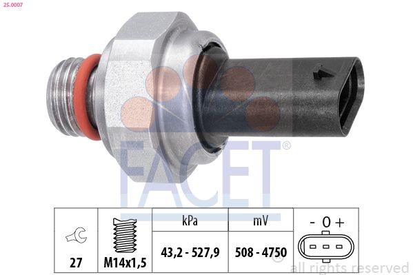 FACET Sensor, exhaust pressure 25.0007 BMW 5 Series 2022