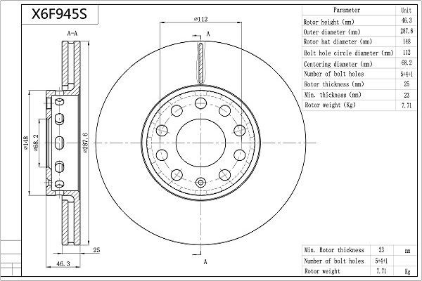 Original X6F945S AISIN Brake discs experience and price
