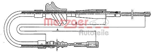 METZGER 10.409 Hand brake cable Rear, Left, Right, 1395/790mm, Drum Brake, COFLE