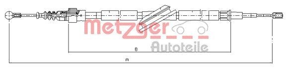 Original METZGER Emergency brake cable 10.7506 for AUDI A3
