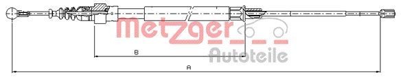 METZGER 10.7509 Hand brake cable Left Rear, Right Rear, 1450/810mm, Disc Brake, COFLE