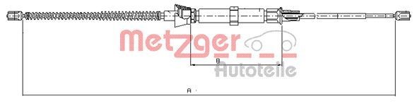 METZGER 10.9034 Hand brake cable Left Rear, Right Rear, Left, 1620/944mm, Drum Brake, COFLE