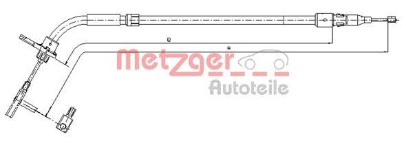 METZGER 10.9333 Hand brake cable Left Rear, 587/476mm, COFLE