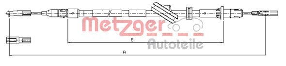 METZGER 10.9444 Hand brake cable Left Rear, Right Rear, Left, 1726/1545mm, Disc Brake, COFLE