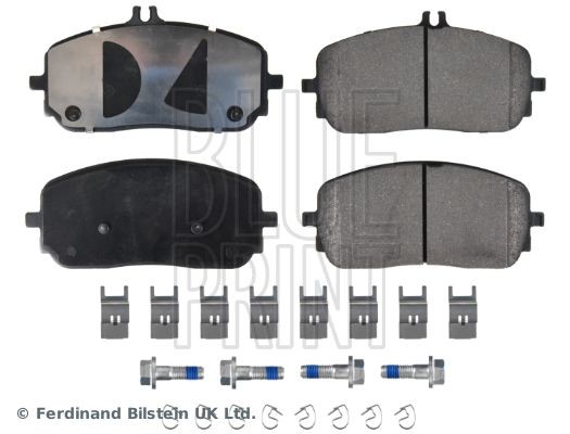 ADBP420081 BLUE PRINT Brake pad set MERCEDES-BENZ Front Axle, prepared for wear indicator, with fastening material