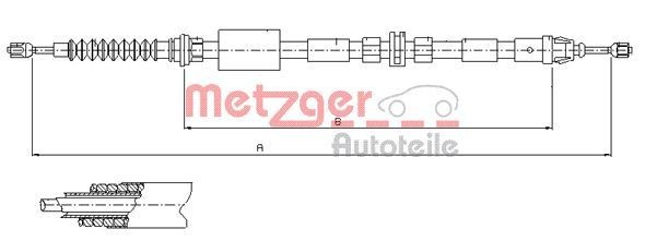 METZGER 11.5511 Hand brake cable Left Rear, Right Rear, Left, 1735/1532mm, Disc Brake, COFLE