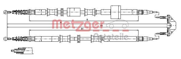 METZGER Left Rear, Right Rear, Left, 1615/1440mm, Disc Brake, COFLE Cable, parking brake 11.5767 buy