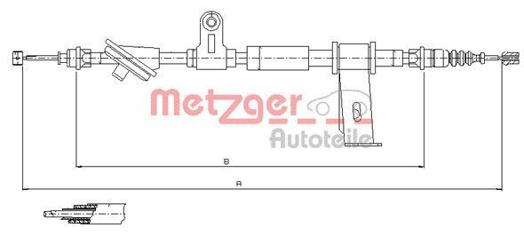 METZGER 12.0102 Hand brake cable Left Rear, 1755/1603mm, COFLE