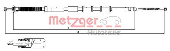 METZGER 12.0717 Hand brake cable Left Rear, 1642/1376mm, COFLE