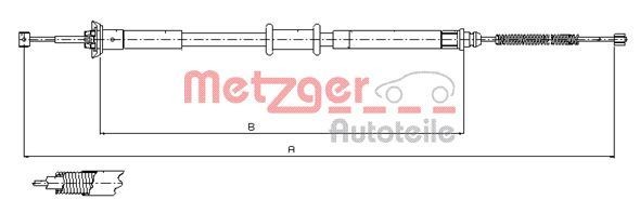 METZGER Left Rear, Right Rear, Left, 1425/1190mm, Drum Brake, COFLE Cable, parking brake 12.1500 buy