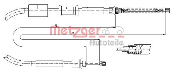 METZGER 1281P1 Hand brake cable Right Rear, 1469/1301mm, Drum Brake, COFLE