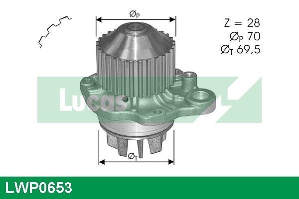 LUCAS Number of Teeth: 28, with belt pulley, Water Pump Pulley Ø: 70 mm, for timing belt drive Water pumps LWP0653 buy