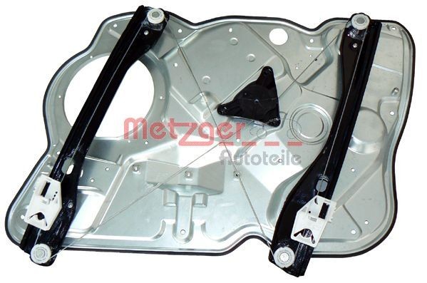 METZGER 2160212 Window regulator Left Front, Operating Mode: Electric, with bolted-on plate, without electric motor, for left-hand drive vehicles