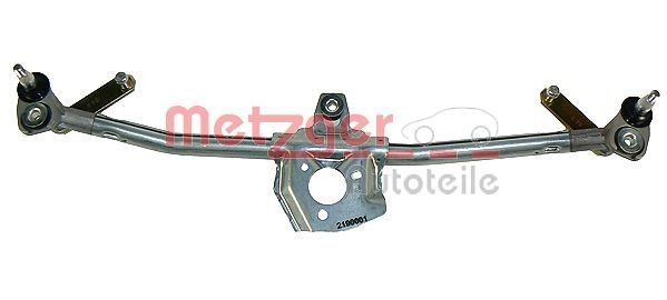 2190001 METZGER Windscreen wiper linkage SKODA for left-hand drive vehicles, Front, without electric motor, OE-part