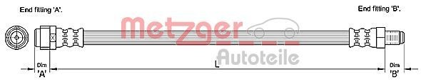 METZGER 4110284 Flexible brake line MERCEDES-BENZ ML-Class (W164) ML 320 CDI 4-matic (164.122) 224 hp Diesel 2008