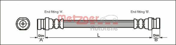 METZGER 4111168 Flessibile freno 395mm, F10 x 1