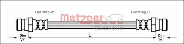 METZGER Flexible brake line rear and front 304 Coupe new 4112808