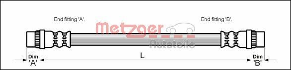 METZGER 286 mm Length: 286mm, Internal Thread 1: M10x1mm, Internal Thread 2: M10x1mm Brake line 4114637 buy