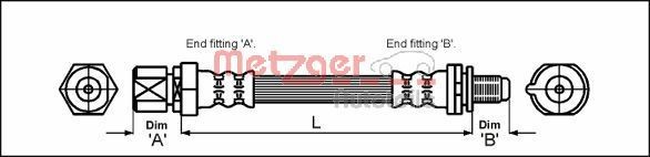 Opel ASTRA Flexible brake pipe 1816943 METZGER 4114730 online buy
