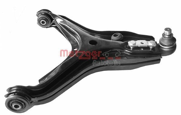 METZGER 58011502 Suspension arm with ball joint, with rubber mount, Front Axle Right, Lower, Control Arm, Cone Size: 19 mm