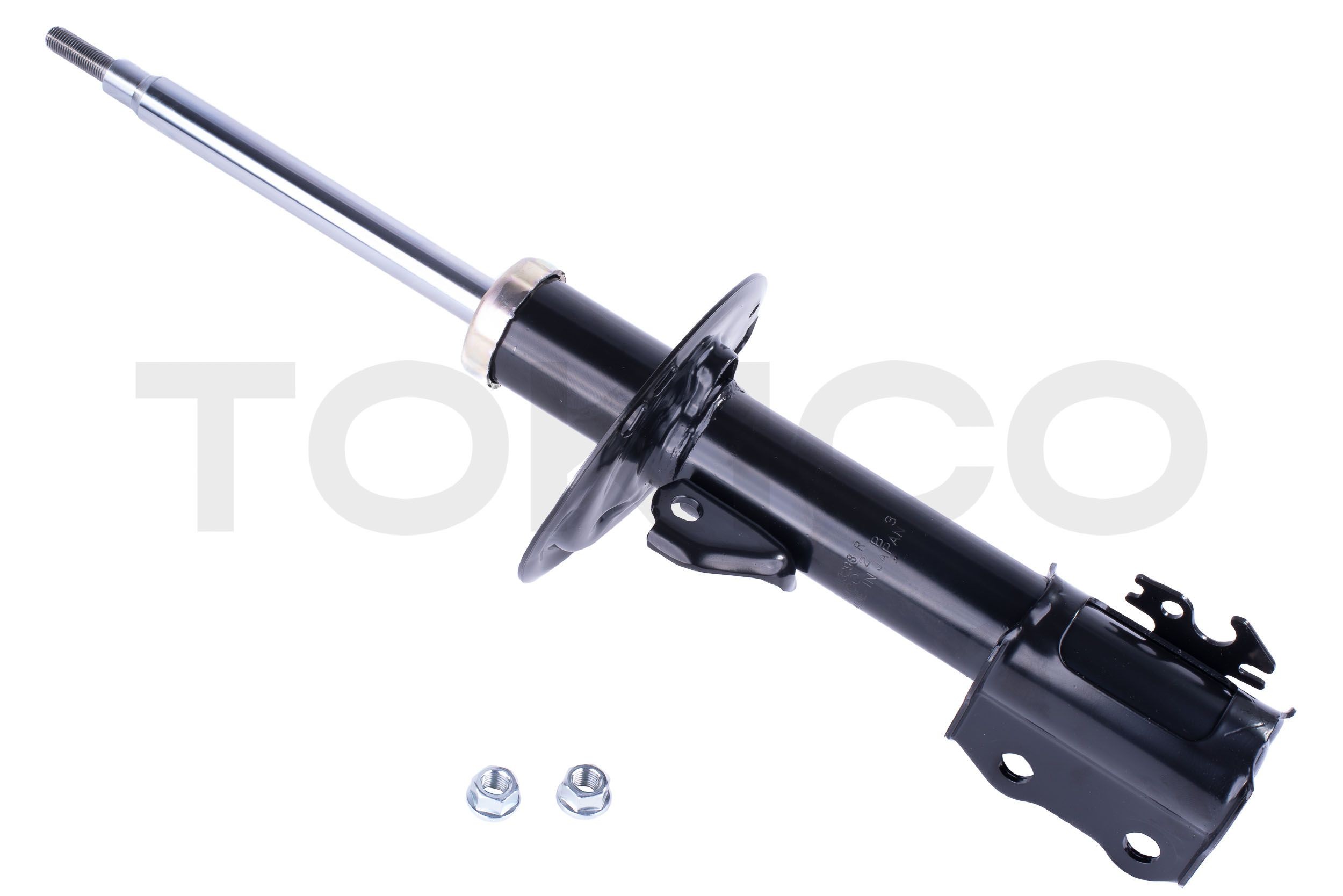 B3293 TOKICO Shock absorbers SEAT Front Axle Right, Gas Pressure, Twin-Tube, Suspension Strut, Top pin, Bottom Clamp