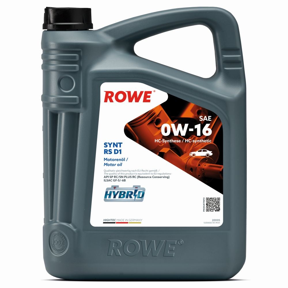 Auto oil 0W16 longlife diesel - 20005-0050-99 ROWE HIGHTEC, SYNT RS D1