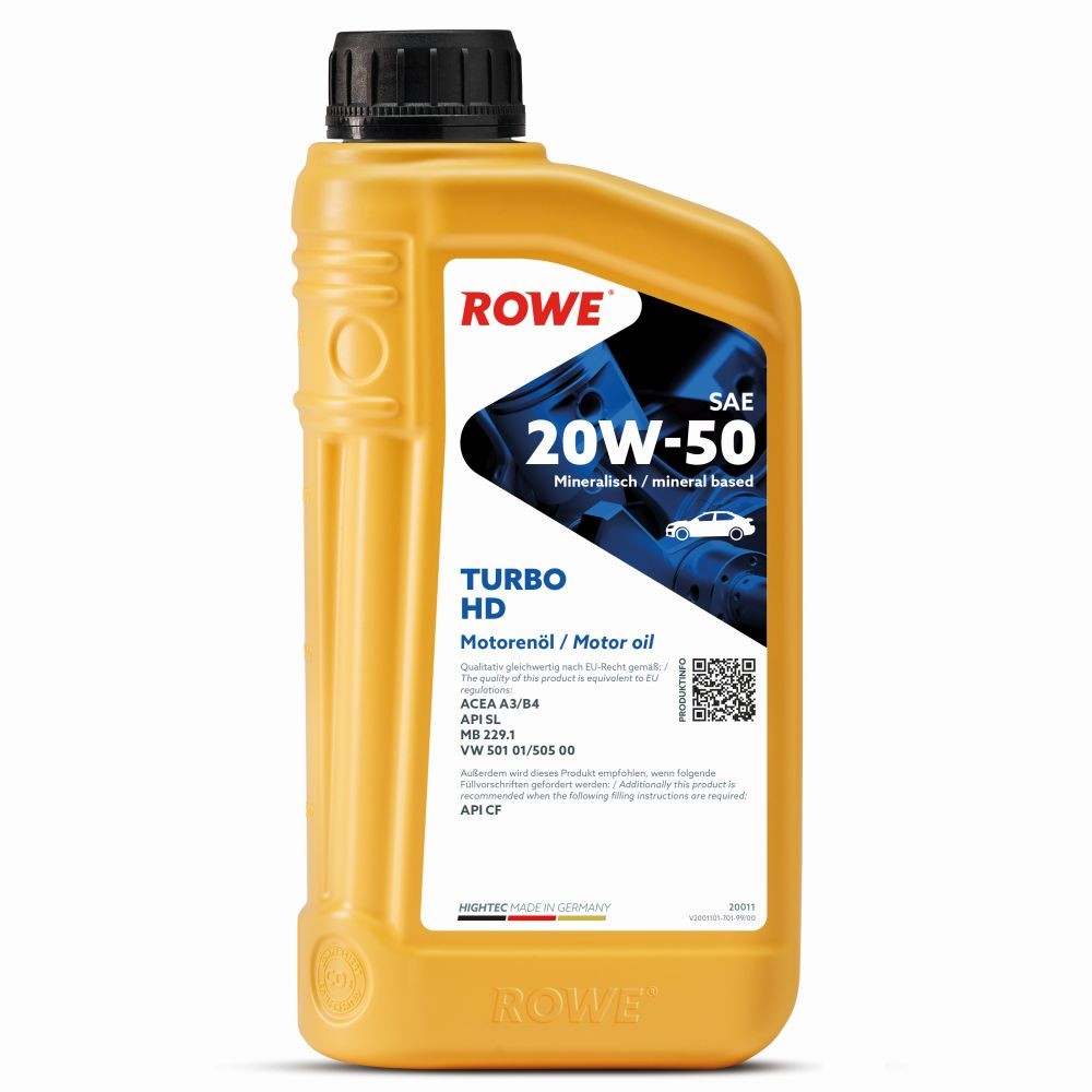 ROWE HIGHTEC TURBO HD 20011001099 Car engine oil MERCEDES-BENZ Vito Mixto (W639) 123 (639.601, 639.603, 639.605) 224 hp Petrol 2007