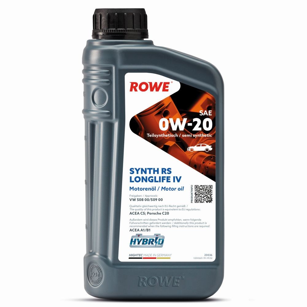ROWE HIGHTEC SYNT RS LONGLIFE IV 20036001099 Automobile oil AUDI A3 Sportback (8YA) 30 TFSI 110 hp Petrol 2023