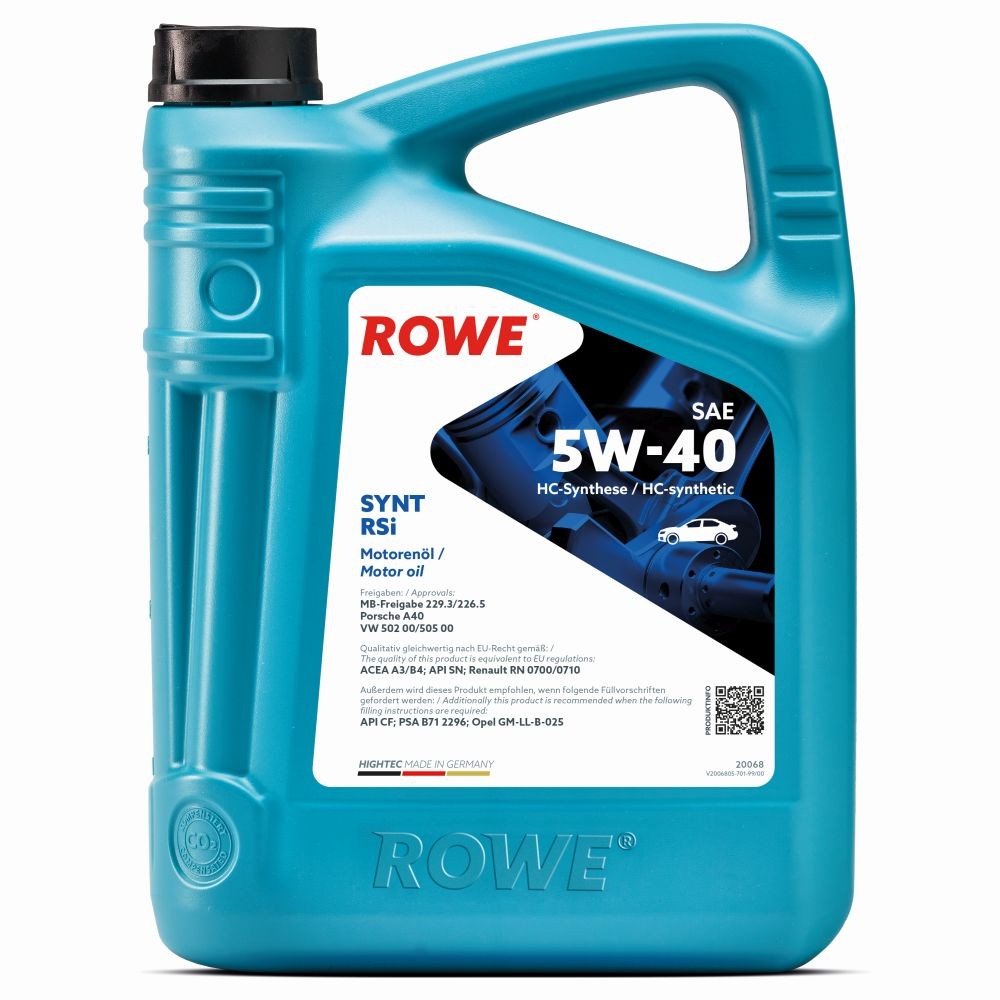 Acquisto Olio motore ROWE 20068-0050-99 HIGHTEC, SYNT RSi 5W-40, 5l, Olio HC Synthese (Hydro-Cracked)