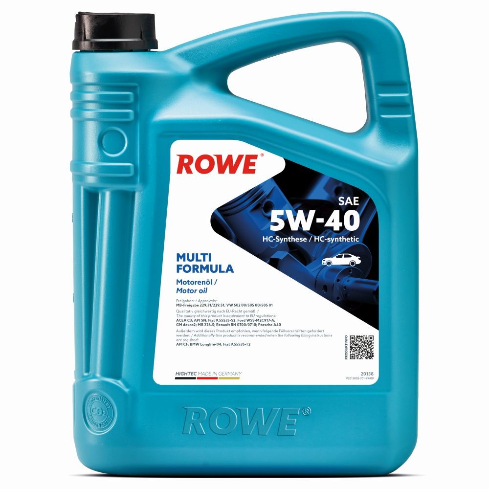 Kaufen Auto Motoröl ROWE 20138-0050-99 HIGHTEC, MULTI FORMULA 5W-40, 5l, HC Synthese Öl (Hydro-Cracked)