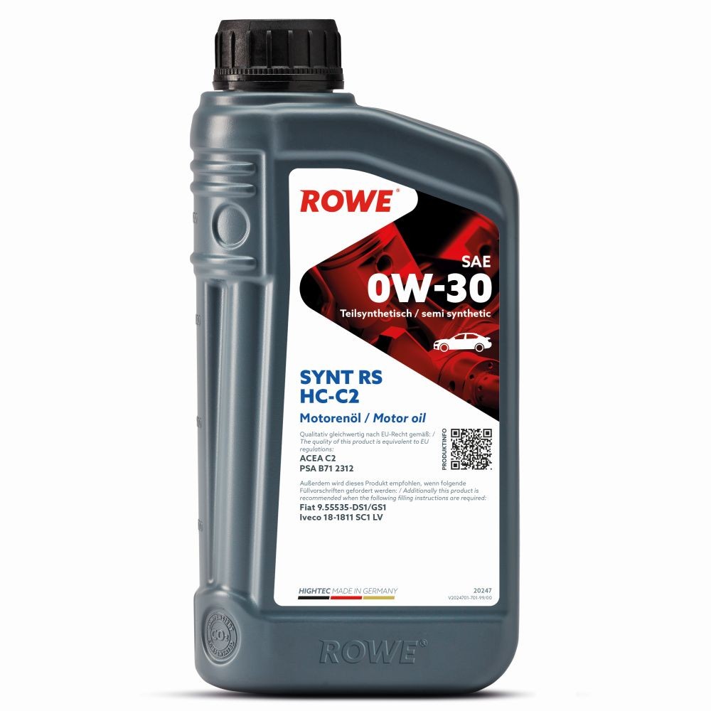 20247-0010-99 ROWE Oil SUZUKI 0W-30, 1l, Part Synthetic Oil